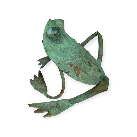 Metal Green & Copper Colored Frog 8" Length - Picture 5 of 11